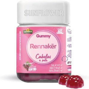Rennaker (Gummy Hair) 60 gomas 3g - Biotina, Silício, Selênio, Cromo - Sunflower