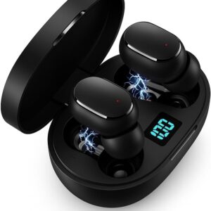 Fone de Ouvido Bluetooth 5.1 TWS Wireless com Visor LED, Som Hi-Fi Estéreo, Cancelamento de Ruído, Toque Inteligente, Bateria Longa, Microfone, Compatível com Android e iOS