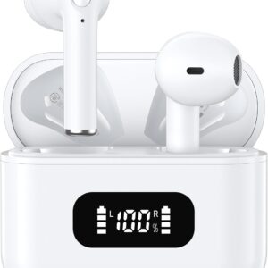 Fones de Ouvido Bluetooth Tranya True Wireless, 4 Microfones para Chamadas Claras, Controle de Botão Preciso, Bateria de Longa Duração, Conforto o Dia Todo