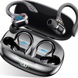 Fone de ouvido sem fio Bluetooth Qualidade de som HiFi Resistente à água Controle de toque com as mãos livres Longo tempo de espera - Esportes ciclismo e atividades ao ar livre-Preto